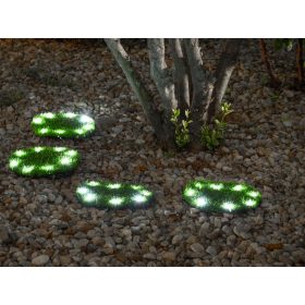   Lámpa Strend Pro 6155, Gyepburkoló lapok 4 db, 24 cm, műfűből készült napelemes körök, 4x 8 LED, AA
