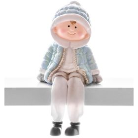   MagicHome karácsonyi szobor, Fiú, poligyanta 11 x 8 x 13 cm