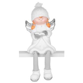   MagicHome karácsonyi szobor, Angyal könyvvel, kerámia, 22 x 20 x 32,5 cm