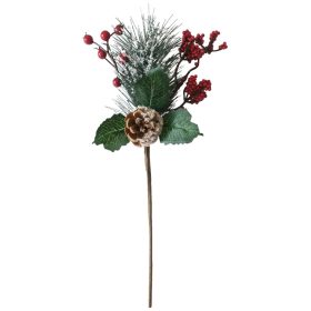 Vetvička MagicHome Vianoce, so šípkami, červená, 38 cm