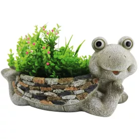   MagicHome Gecco dekoráció, Béka virágcserép, magnézia, 35 x 16 x 17 cm