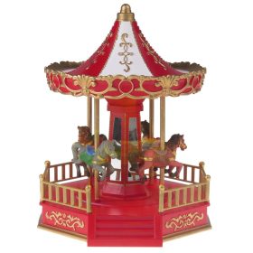   MagicHome karácsonyi dekoráció, Körhinta, 4 színváltozó LED, dallamokkal, 3x AA, belső, 18,3 x 20 x