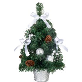   Karácsonyfa MagicHome Karácsony, feldíszített, ezüst, szalag, 40 cm