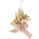 Vetvička MagicHome Vianoce, so šiškou a jutovou stuhou, zlatá, 17 cm
