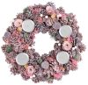 Karácsonyi koszorú, rózsaszín, adventi, 38 cm