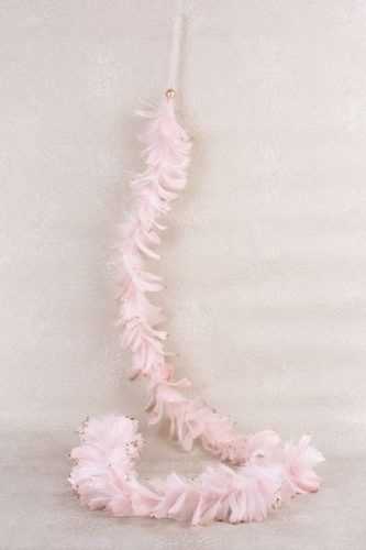 Karácsonyi füzér, rózsaszín, pelyhes, 150 cm