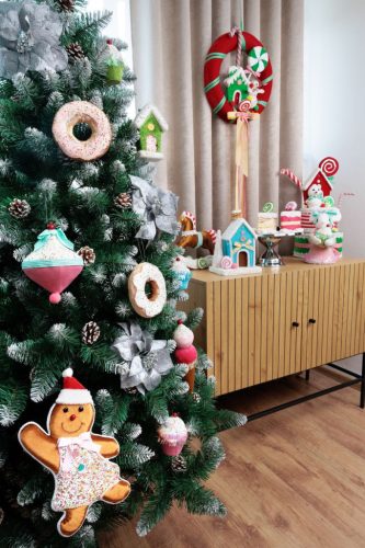 MagicHome Candy Line karácsonyi dekoráció, Candy Line Koszorú, 40 x 95 cm