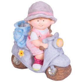   MagicHome dekoráció, Kislány robogón, kerámia, 36,5 x 17,5 x 37,5 cm