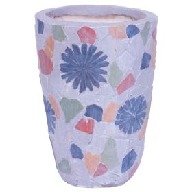   MagicHome dekoráció, Virágcserép mozaikkal, szürke, kerámia, 20,5 x 20,5 x 28 cm