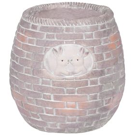   MagicHome dekoráció, Virágcserép mozaikkal, barna, nyuszival, kerámia, 25 x 25 x 25 cm