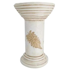   MagicHome dekoráció, magas talapzat, krémszínű, kerámia, 25,5 x 25,5 x 41 cm