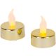 Sviečky MagicHome Vianoce, LED čajové, sada 2 ks, zlaté, na hrob, pohyblivý plameň