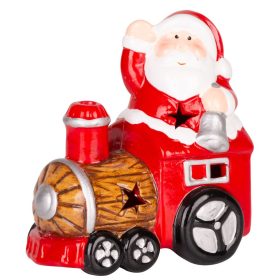   MagicHome karácsonyi dekoráció, Mikulás vonattal, LED, terrakotta, 10,3 x 6,3 x 10,7 cm
