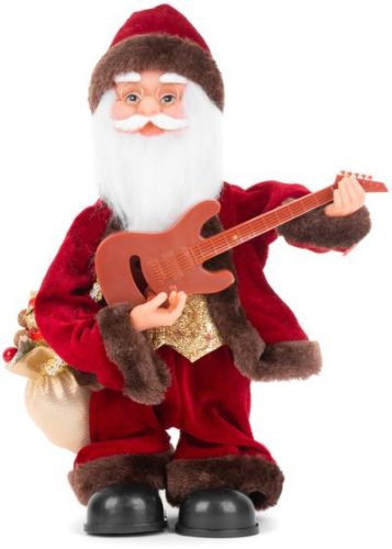 MagicHome karácsonyi dekoráció, Mikulás gitárral, 3x AAA, 35 cm, zenélő