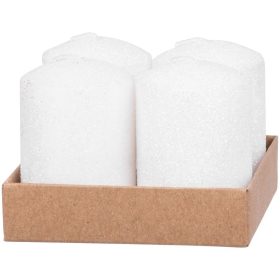   MagicHome karácsonyi gyertya, 4 x 6 cm, csomag. 4 db, fehér, csillámokkal, adventi