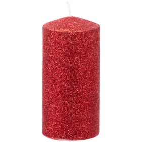   MagicHome karácsonyi gyertya, 5,5 x 12 cm, piros, csillámokkal