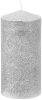 MagicHome karácsonyi gyertya, 5,5 x 12 cm, ezüst, csillámokkal