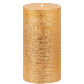   MagicHome karácsonyi gyertya, 6,9 x 13 cm, arany, fémhatás