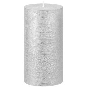   MagicHome karácsonyi gyertya, 6,9 x 13 cm, ezüst, fémhatás