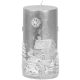 MagicHome karácsonyi gyertya, 7 x 12,5 cm, ezüst, tájképpel