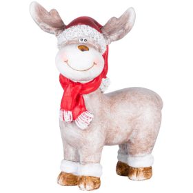   MagicHome karácsonyi dekoráció, Rénszarvas piros sállal, poligyanta, 20 x 20 x 24 cm