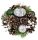 Karácsonyi ikebana, natúr, zöld gömbökkel, gyertyára