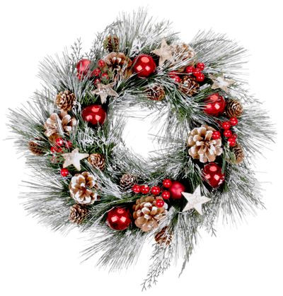 Karácsonyi koszorú, natúr, fenyőágakkal és csillagokkal, 39 cm