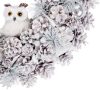 Karácsonyi koszorú, natúr, krémszínű, felfüggeszthető, bagollyal, 40 cm