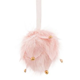   MagicHome karácsonyi dekoráció, pelyhes gömb, rózsaszín, 10 x 10 x 9 cm