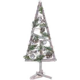   Karácsonyfa MagicHome Karácsony, fa, ezüst gömbökkel, 20 x 3 x 47 cm