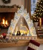 Dekoráció MagicHome Karácsony, Falu templommal, LED, MDF, 30x7x33,5 cm