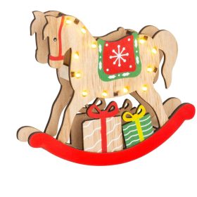   MagicHome karácsonyi dekoráció, Fa lovacska, 12 LED, meleg fehér szín 25 x 4 x 21 cm