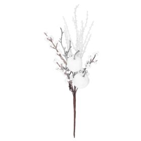   MagicHome karácsonyi ág, bogyókkal és almával, fehér, 32 cm