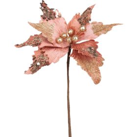   MagicHome karácsonyi virág, Poinsettia, réz, szár, virágméret: 31 cm