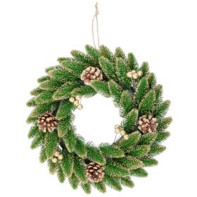 Karácsonyi koszorú, natúr, aranyozott, 33 cm