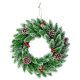 Karácsonyi koszorú, bogyókkal, natúr, havas, 33 cm