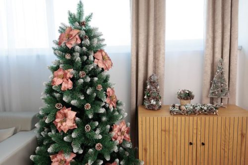 Kvet MagicHome Vianoce, Poinssetia, ruÅ¾ovÃ¡, stonka, veÄ¾kosÅ¥ kvetu: 35 cm