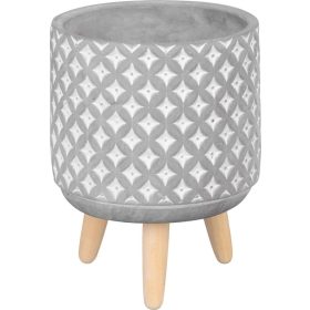   Dekoráció MagicHome, Virágcserép mozaikkal, szürke, cement, 13x13x12 cm