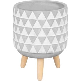   Dekoráció MagicHome, Virágcserép mozaikkal, szürke/fehér, cement, 13x13x12 cm