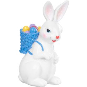   Dekoráció MagicHome, Nyuszi kék kosárral, húsvéti, polirezin, 6x4,7x10,5 cm