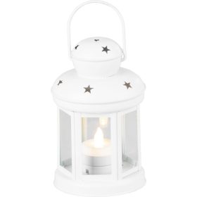   Lámpás MagicHome Karácsony, fehér, LED gyertyával meleg fehér, 10x15/20 cm