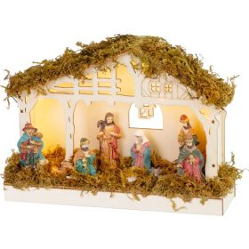   Dekorácia MagicHome Vianoce, betlehem, 5x LED teplá biela, 3xAA, interiér, 26,3x7,3x19,2 cm