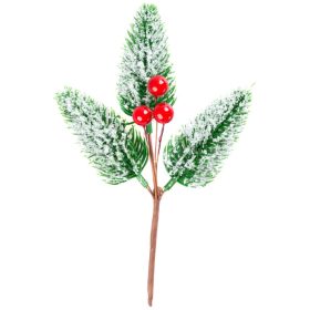   Vetvička MagicHome Vianoce, prírodná, s bobuľkami, zasnežená, 18 cm