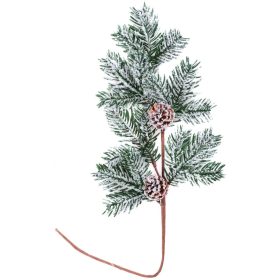   Vetvička MagicHome Vianoce, prírodná, so šiškami, zasnežená, 63 cm