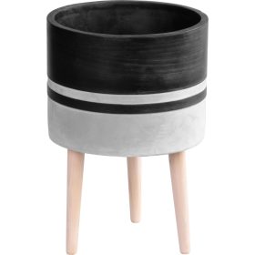   Dekoráció MagicHome, Virágcserép, világos/sötét szürke, cement, lábakkal, 22x22x31 cm