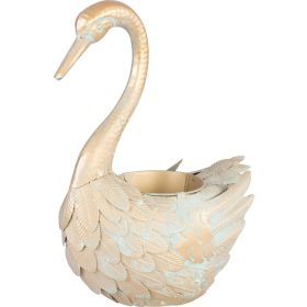   Dekorácia MagicHome Mecco, Hus, plech kvetináč, zlatá, 35x18x43 cm