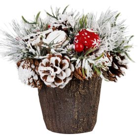   Ikebana MagicHome Vianoce, so zasneženou čečinou, imitácia deva 18 cm