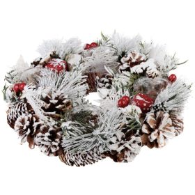   Veniec MagicHome Vianoce, so zasneženou čečinou, adventný, 31x8,5 cm