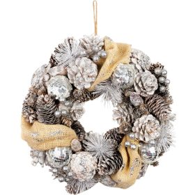   Veniec MagicHome Vianoce, prírodný, krémový, závesný, 33x9 cm