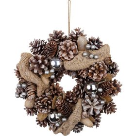   Veniec MagicHome Vianoce, prírodný, krémový, závesný, so stuhou, 30x8 cm